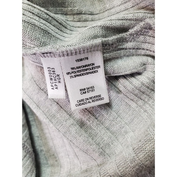 Andrew Marc Sweater Womens Medium Light Gray Knit Rayon Long Sleeve V Neck Slit - Picture 8 of 9